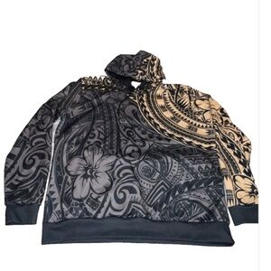 Hawaiian Polynesian Hoodie Tribal Plumeria Beautiful XL NWOT